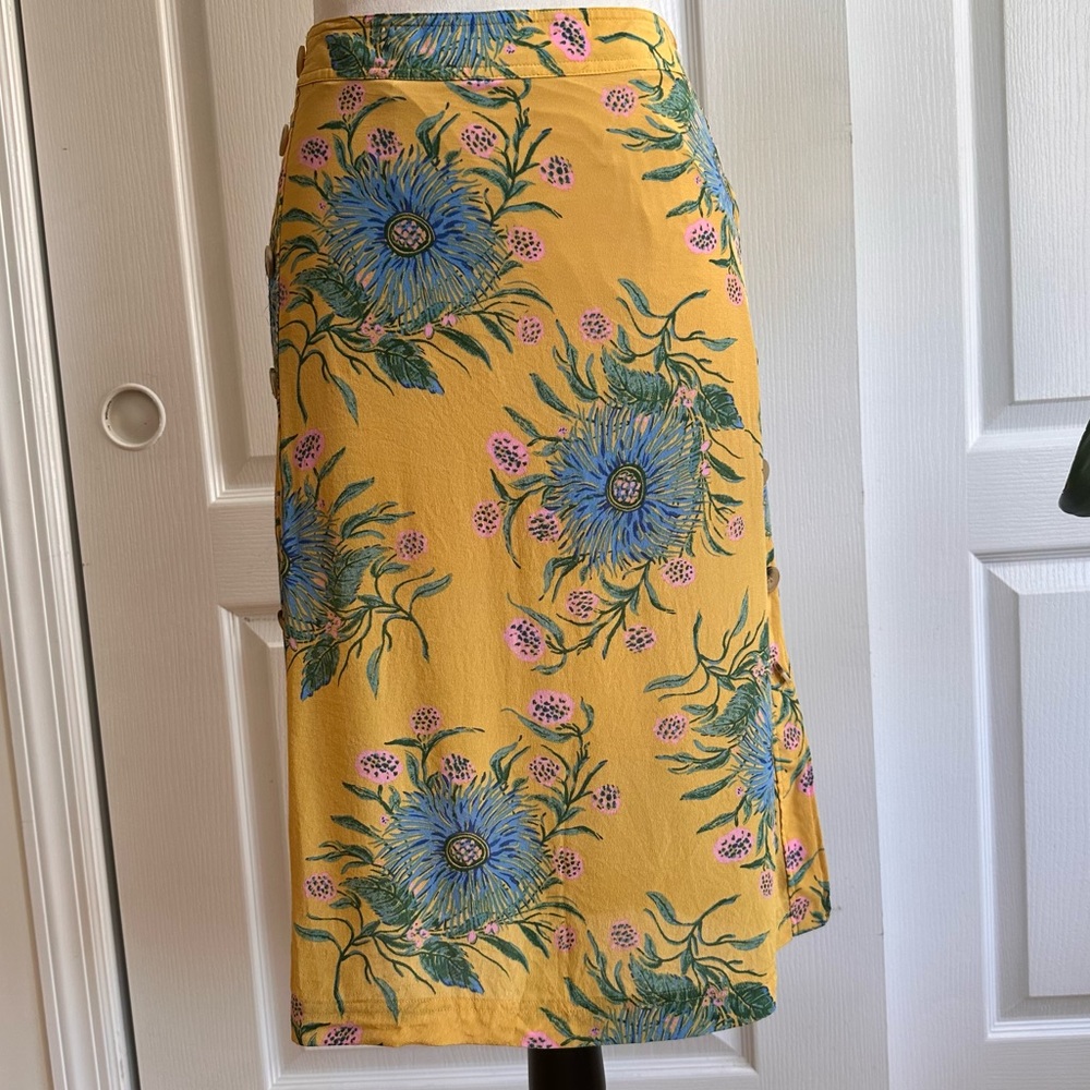 Made Well 100% Silk floral midi skirt